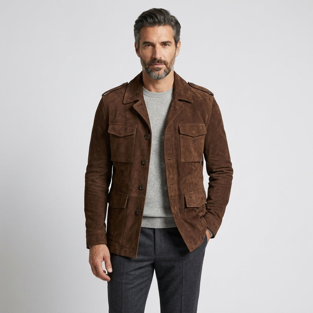 Men’s Suede Blazer Jacket – Genuine Luxury Casual Coat