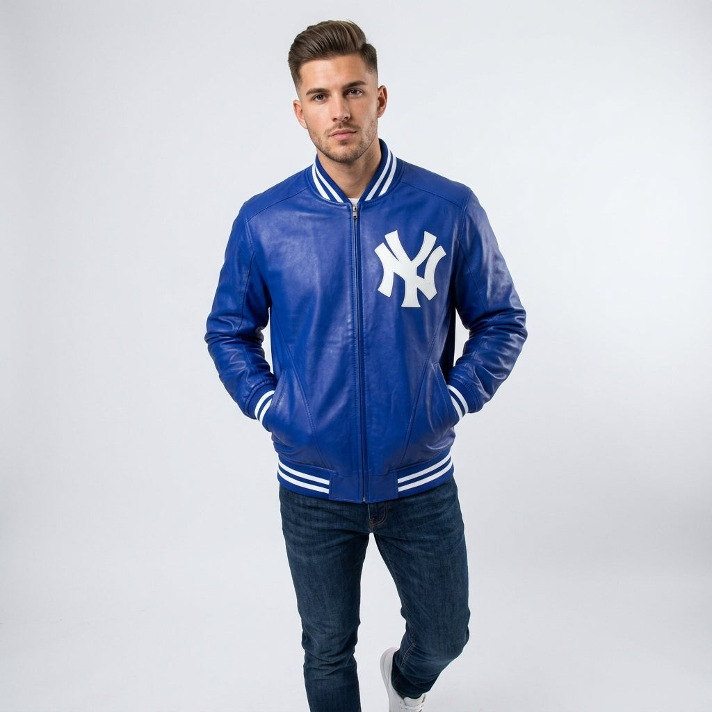 Men’s NY Yankees Letterman Varsity Leather Jacket – Premium Baseball Jacket