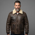 Men’s Vintage A2 Brown Shearling Leather Bomber Jacket