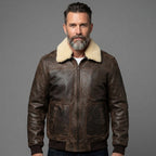 Men’s Vintage A2 Brown Shearling Leather Bomber Jacket