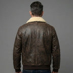 Men’s Vintage A2 Brown Shearling Leather Bomber Jacket