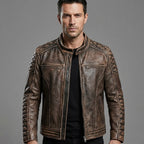 Men’s Vintage Cafe Racer Leather Jacket