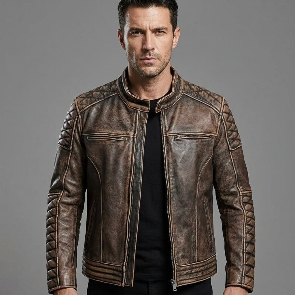 Men’s Vintage Cafe Racer Leather Jacket