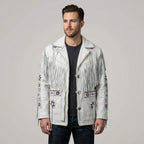 Men’s Cowboy Western Fringe Leather Jacket