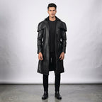 Men’s Black Leather Trench Coat – Classic Longline Premium Style