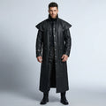 Men’s Black Leather Trench Coat with Hood – Slim Fit Urban Style