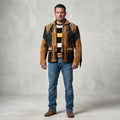 Men’s Cowboy Western Fringed Leather Jacket – Vintage Brown Rancher Style