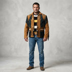 Men’s Cowboy Western Fringed Leather Jacket – Vintage Brown Rancher Style