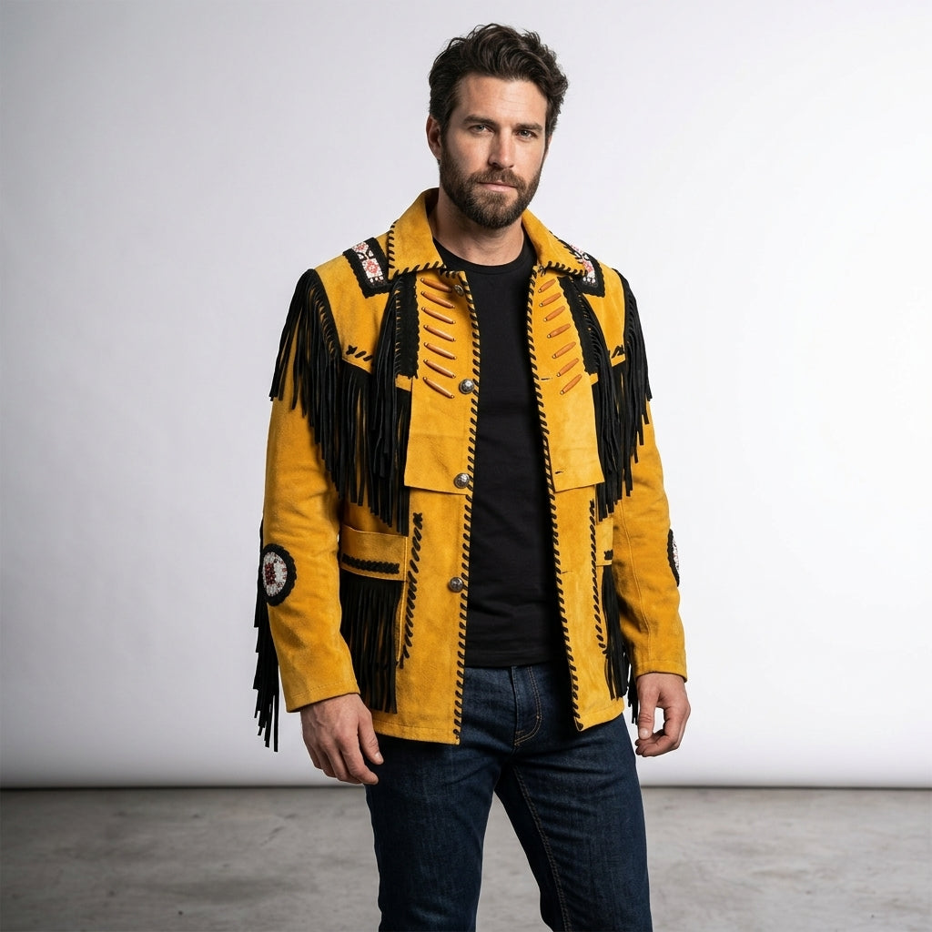 Men’s Traditional Western Leather Jacket – Vintage Frontier Style