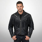 Men’s Western Arrow Leather Motorbike Jacket – Vintage Biker Style