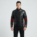 Men’s Gothic Military Style Leather Jacket – Dark Tactical Biker Coat