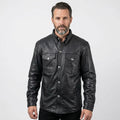Men’s Genuine Leather Shirt – Vintage Buffalo Button Slim Fit Style