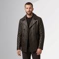 Strellson Foster Mocha Brown Leather Peacoat Jacket