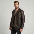 Infinity Brown Genuine Leather Pea Coat