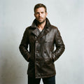 Vintage 1940s Malungs Swedish Goatskin Leather Peacoat