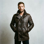 Vintage 1940s Malungs Swedish Goatskin Leather Peacoat