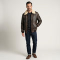 Men’s Classic Shearling Leather Bomber Jacket