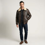 Men’s Classic Shearling Leather Bomber Jacket