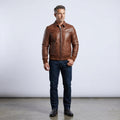 Men’s Vintage Brown Leather Bomber Jacket