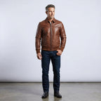 Men’s Vintage Brown Leather Bomber Jacket