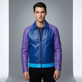 Men’s Blue Cowhide Cafe Racer Leather Jacket
