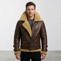 Men’s Brown B-3 Aviator Sheepskin Shearling Bomber Jacket
