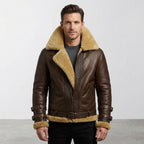 Men’s Brown B-3 Aviator Sheepskin Shearling Bomber Jacket