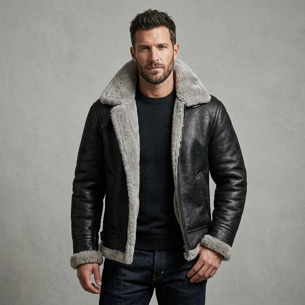 Winter Warrior B-3 Bomber Leather Jacket
