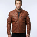 Men’s Red Leather Biker Motorcycle Jacket
