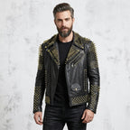 Men’s Black Studded Biker Leather Jacket