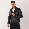 Men’s Black Genuine Leather Biker Jacket