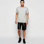 Men’s Designer Black Leather Shorts