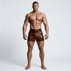 Men’s Brown Sheepskin Leather Shorts