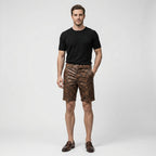 Men’s Snake Print Faux Leather Shorts