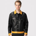 Men’s Black Leather Trucker Jacket