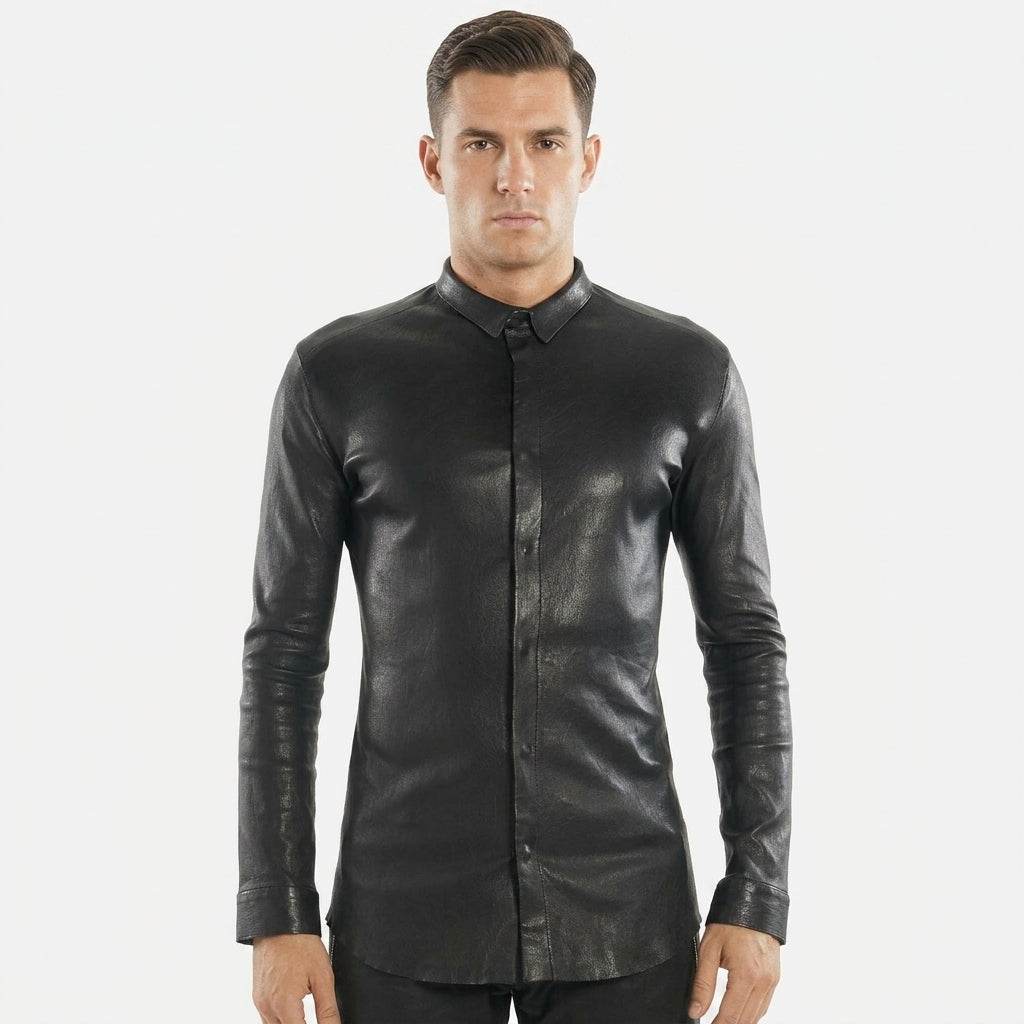 Men’s Black Leather Shirt