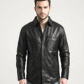 Men’s Stylish Black Leather Button