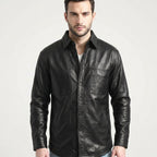 Men’s Stylish Black Leather Button
