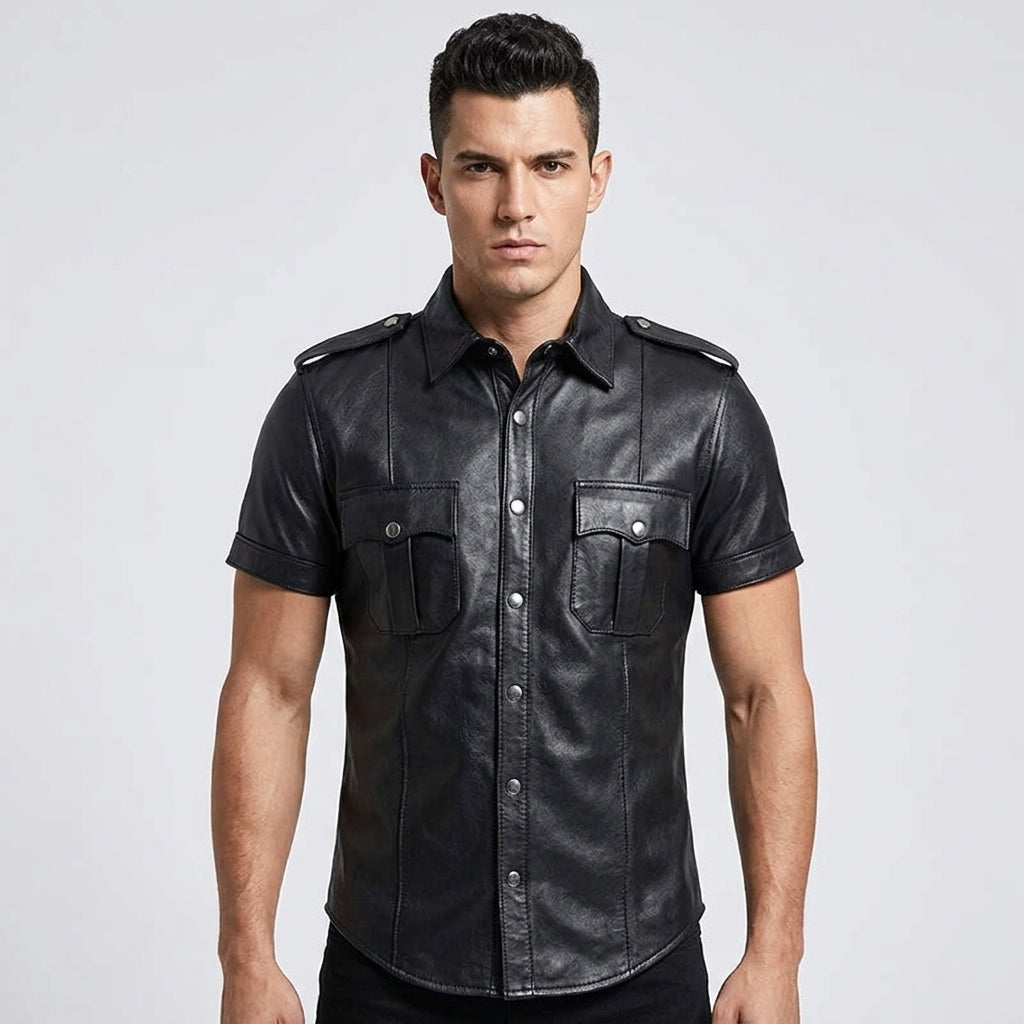 Men’s Sheep Leather Uniform-Style Shirt