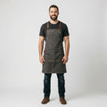 Waxed Canvas Apron with Leather Cross-Back Straps & Utility Pockets