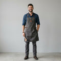 Waxed Canvas Work Apron with Leather Cross-Back Straps & Utility Pockets