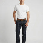 COS Slim Brown Leather Belt with Gold Square Buckle