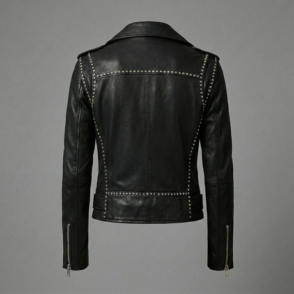 Men’s Black Leather Moto Biker Jacket