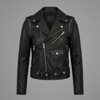 Men’s Black Leather Moto Biker Jacket