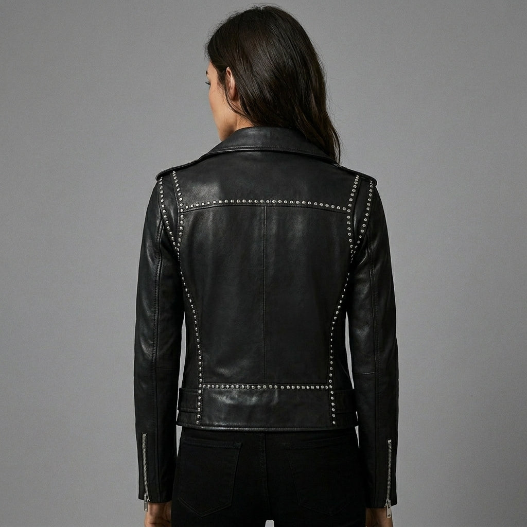 Men’s Black Leather Moto Biker Jacket