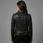 Men’s Black Leather Moto Biker Jacket
