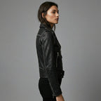 Men’s Black Leather Moto Biker Jacket