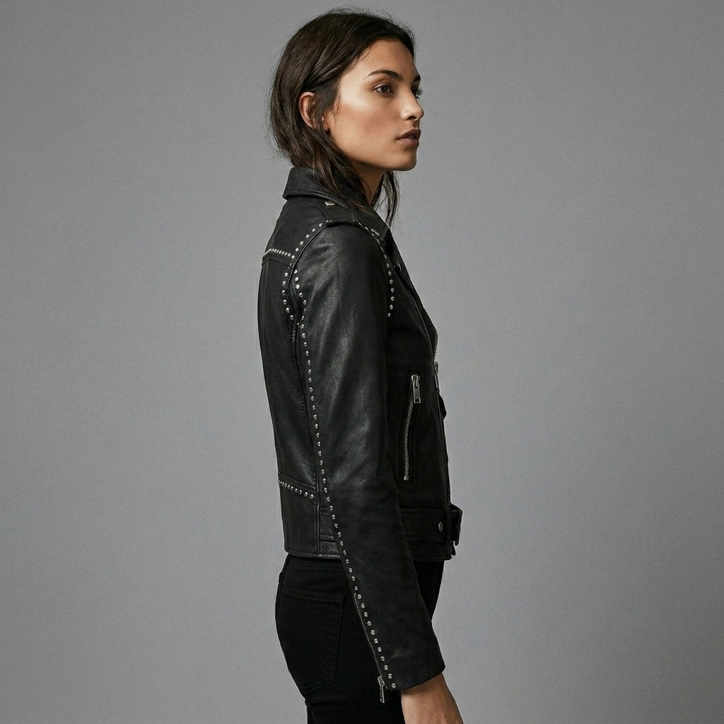 Men’s Black Leather Moto Biker Jacket