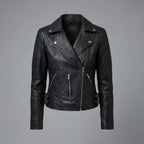 Women’s Black Quilted Shoulder Moto Biker Leather Jacket