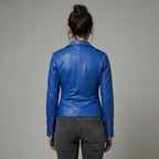 Men’s Blue Genuine Leather Biker Jacket